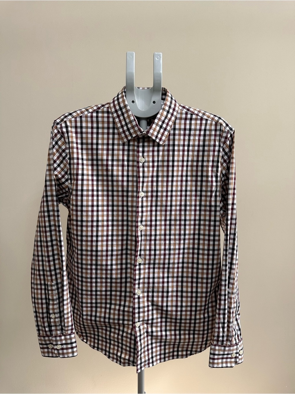 Banana Republic Men's Check Dress Shirt - Brown, Blue & White